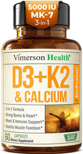 Vitamin D3 K2 Supplement   All-in-1 Support for Immune, Bone  Heart Health with