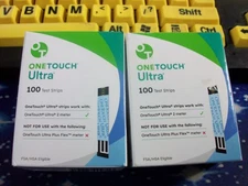 200 ONE TOUCH ULTRA TEST STRIPS 2 X 100, EXP 10-31-26, GOOD SEALED BOXES