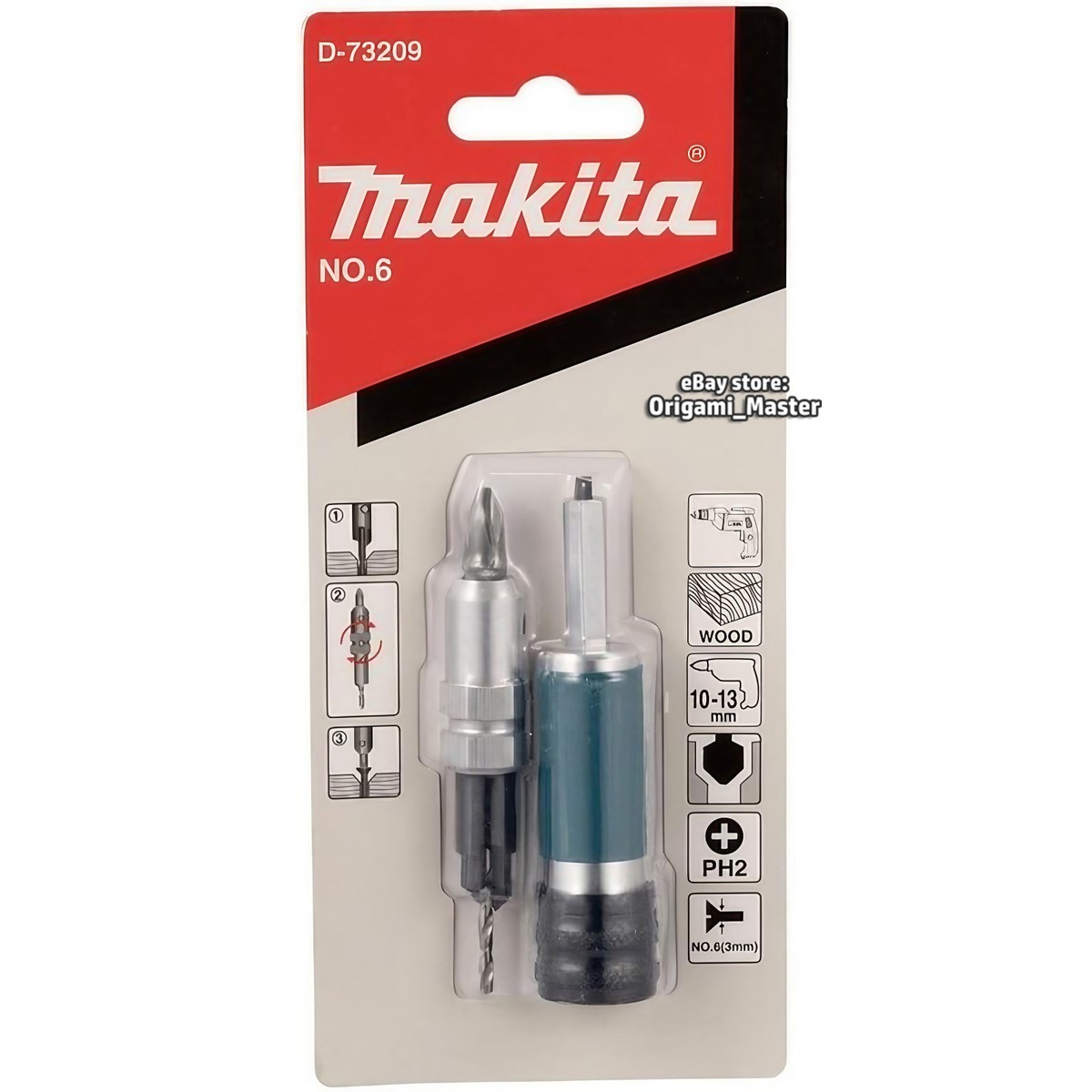 Makita Drill Flip Drive Unit D-73209 #6 Countersink Wood Drill