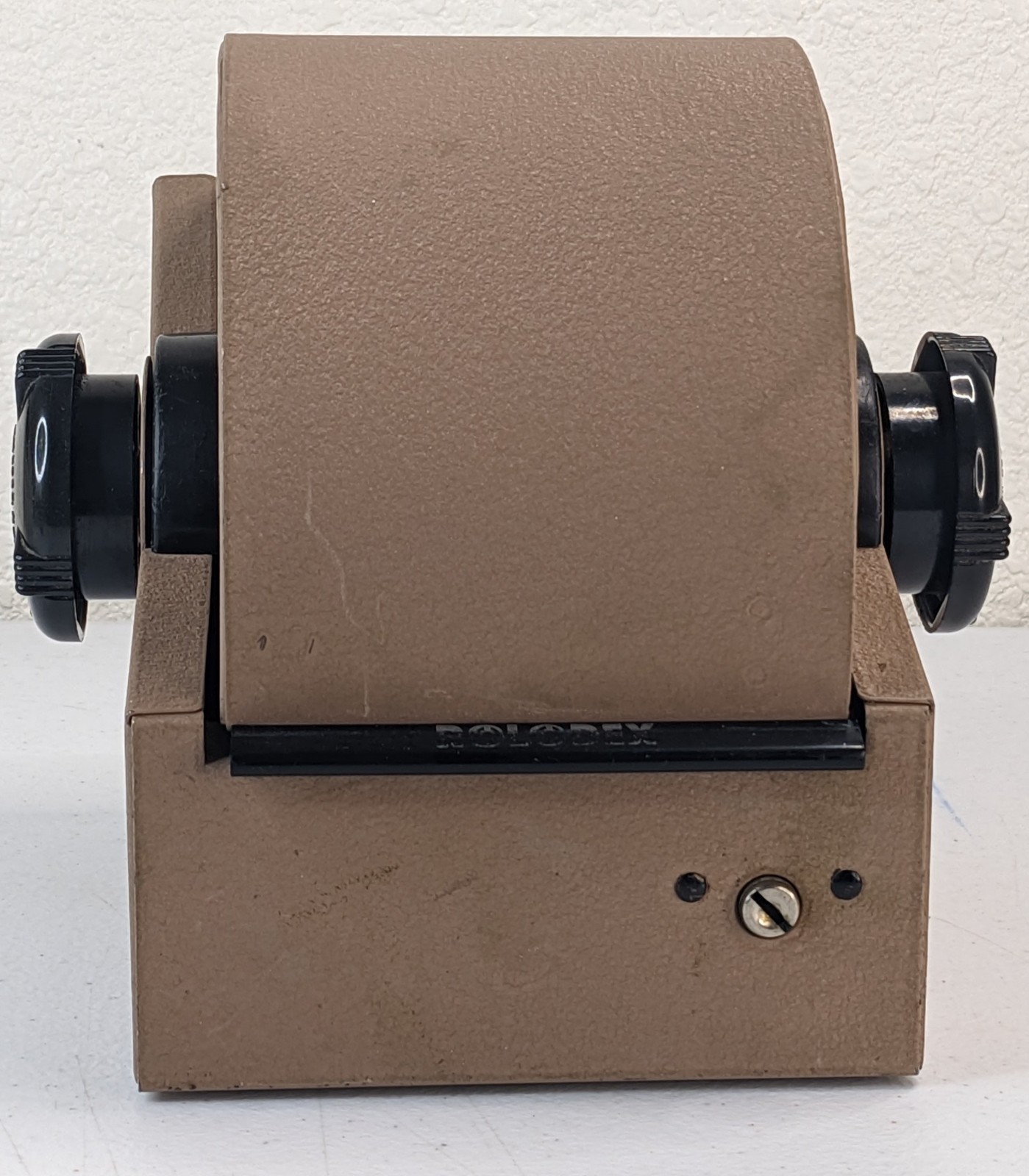 Rolodex 2254D Metal Rotary Card File Tan Brown Vintage Made in USA BB3
