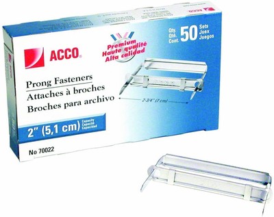 Premium Prong Fastener for Standard 2-Hole Punch, Complete Set, 2-Inch Capaci...
