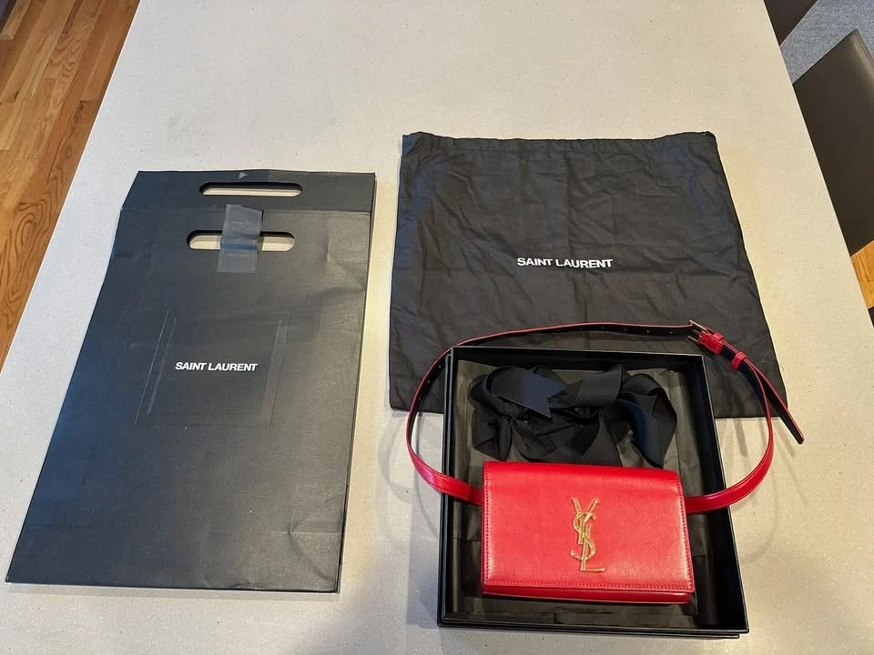 Bolso Cinturón YSL Saint Laurent Monograma Kate Rouge Eros Cuero Talla 85 Foto 2 de 4