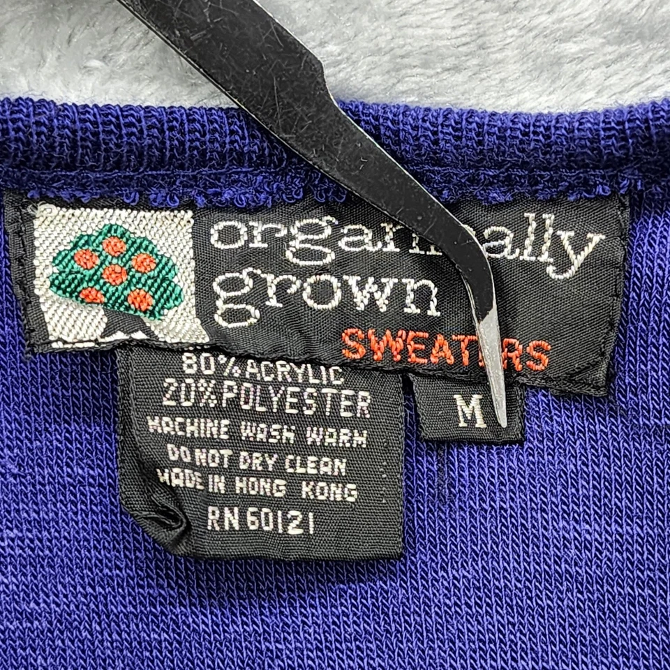 Suéter Vintage Años 70 80 Cultivado Orgánicamente Mujer M Púrpura Terciopelo Cuello Cuadrado Foto 3 de 4