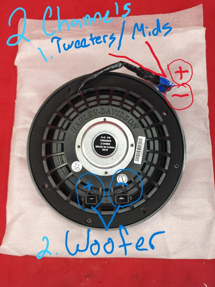 2 оригинальных динамика Harley-Davidson 6,5 дюйма со штангой аудио ступень 2 для туристических велосипедов - Изображение 2 из 4