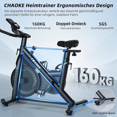  CHAOKE Profi Ultra-Leiser Ergometer Heimtrainer Fahrrad mit App160kg blau/rot