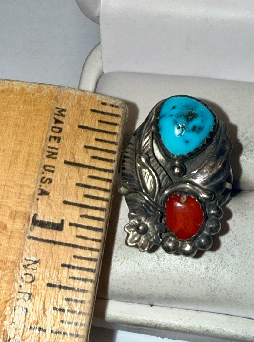 Native American Solid Sterling Silver Turquoise C… - image 4