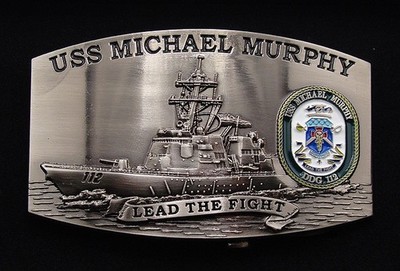 USS Michael Murphy (DDG-112) Destroyer Crew Belt Buckle Antique Silver