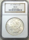 1921 Morgan Silver Dollar NGC MS63 Frosty Bright Luster Classic Holder #N281M