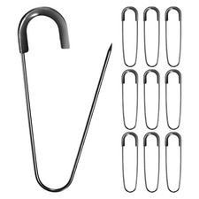 10-Pack Large Safety Pin, 3.15 In(80mm) Heavy Brooch Pin Black