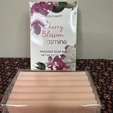 NEW IN BOX Body & Earth Bath cherry ,JASMINE blossom massage soap bar 3.5oz Soap