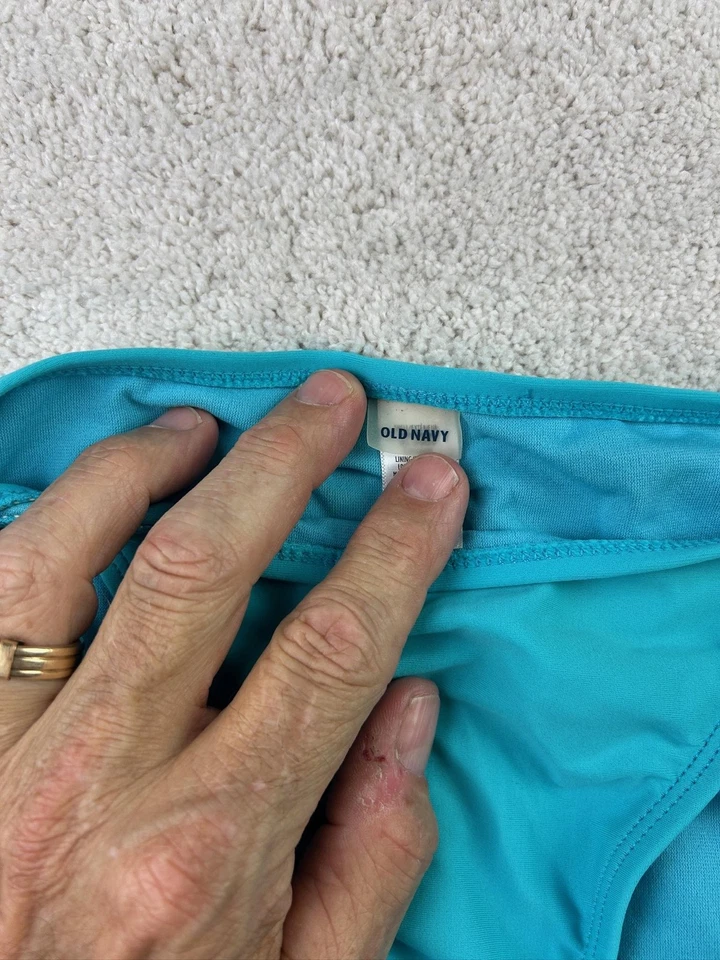 Parte inferior de bikini azul marino antiguo para mujer corbata lateral azul medio natación ropa de playa nailon spandex Foto 3 de 4