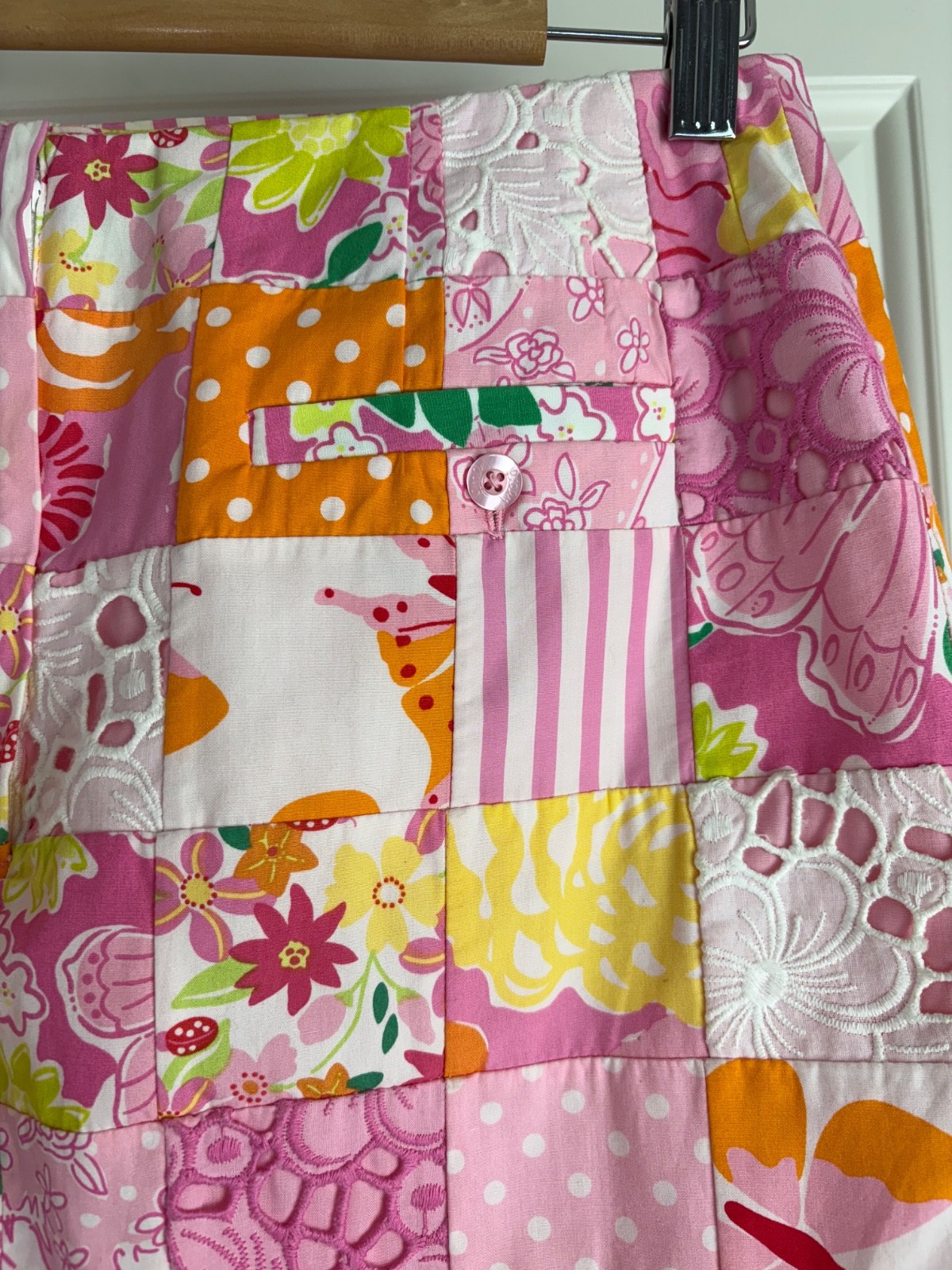 Lilly Pulitzer Pink Mixed Patchwork Lined Skirt S… - image 9