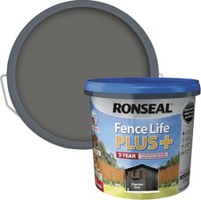 Ronseal Fence Life Plus Garden Shed  Fence Paint 5L UV Potection  Charcoal Grey