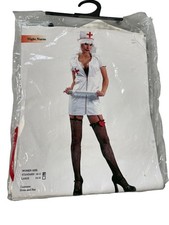 Night Nurse Costume Standard Size 10-12 Red White Dress Hat Halloween Outfit NEW