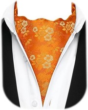 Orange Ascot Ties for Men Floral Paisley Cravat Ties Jacquard Self Ascots Cra...
