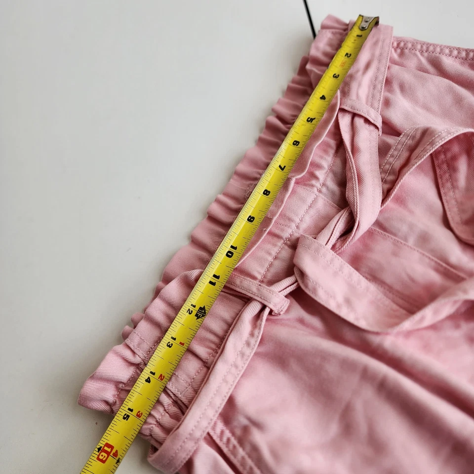 George Mujer Rosa Lyocell Cintura Elástica Pantalones Cortos Tiro Alto Corbata Cinturón Talla M Foto 4 de 4
