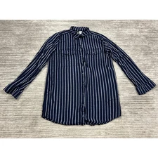 Divided by H&M Top Womens 6 Blue Striped Long Sleeve Button Up