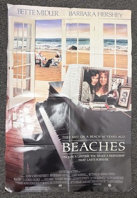 Touchstone Pictures Beaches 1988 Movie Poster Bette Midler Barbara Hershey