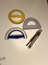 Vintage Mahl und Schlegel Nürnberg Präzisions-Zirkel Geometrie Set & 3 Winkelmes
