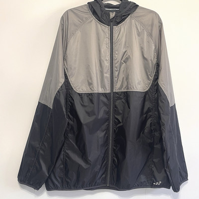 New BCG Men's Two Tone Gray Running Hooded Windbreaker Full Zip Loose Fit Sz 2XL