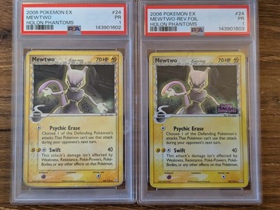 2X 2006 Pokemon EX Holon Phantoms PSA 1 Mewtwo 24 Reverse Foil & Non-holo SEQUEN