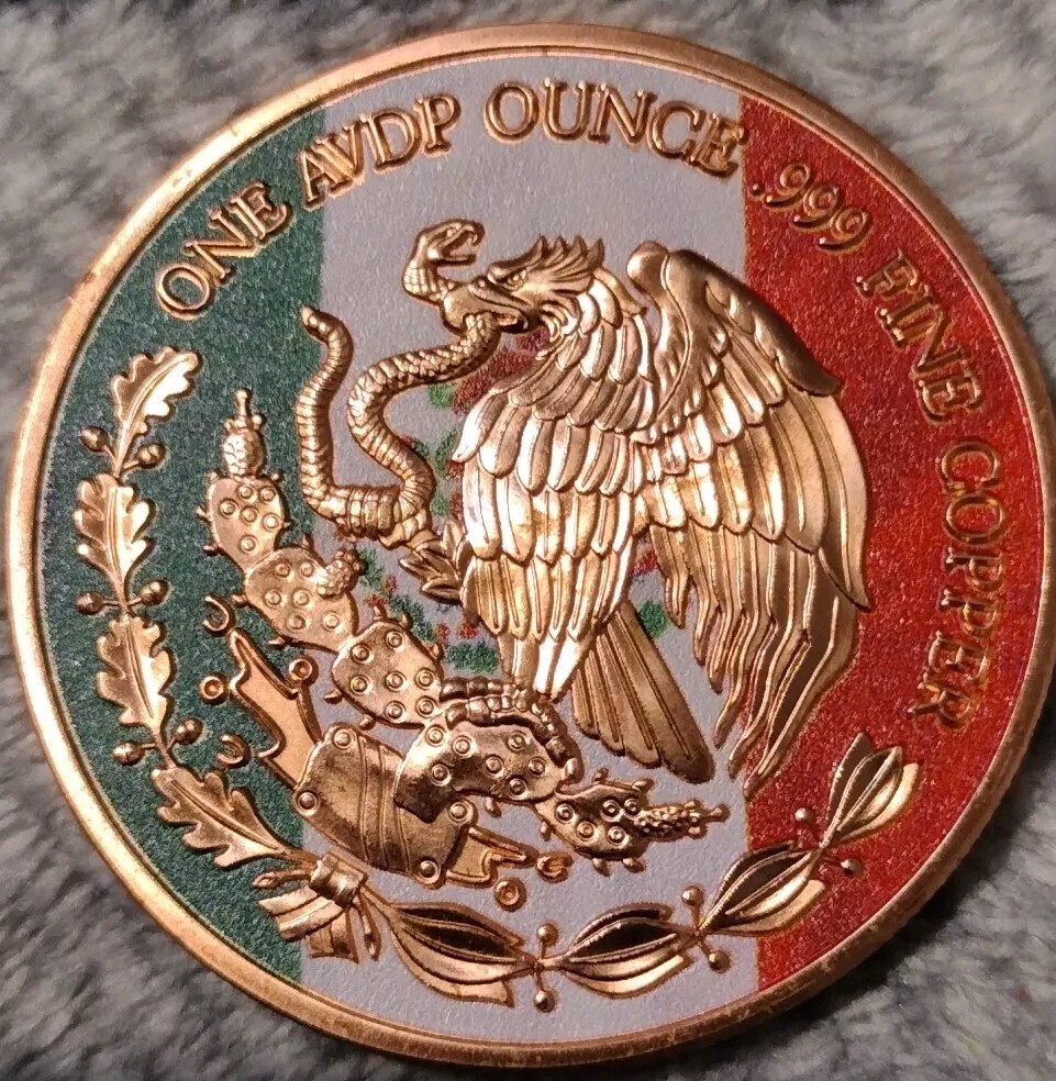 2024 Libertad Colorized 1oz copper round & One AVDP Ounce . 999