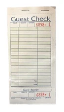 Adams 1-Part Guest Check with Stub 17 books 50 checks/book SA540A Receipt new