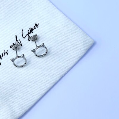 Sterling Silver Cat Earrings Cat Jewellery