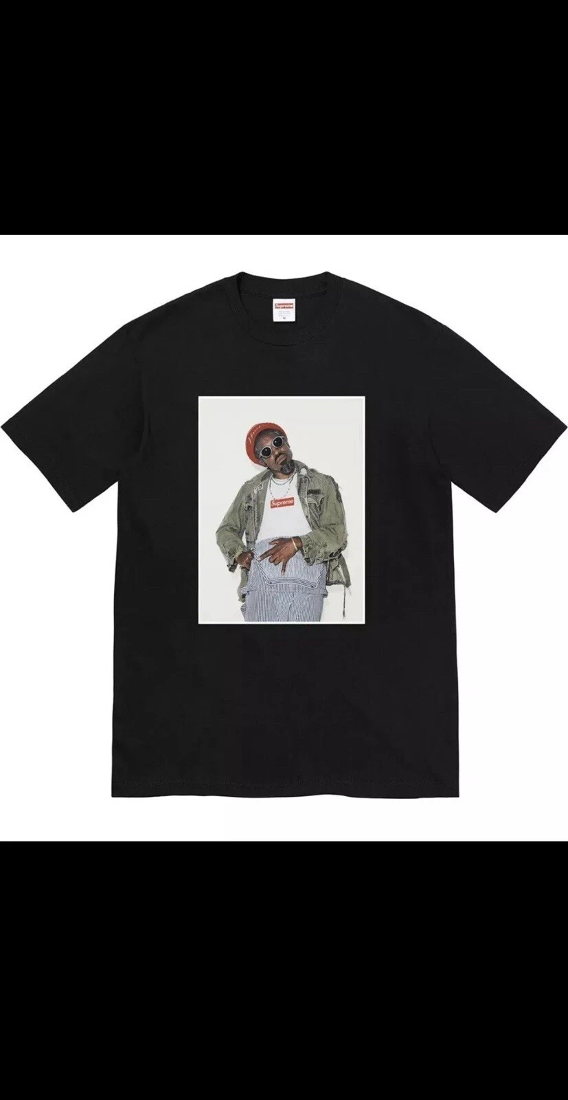 Taille L   Tee shirt noir Supreme Andre 3000 FW22