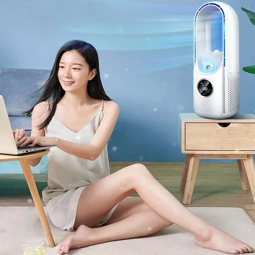 Portable Air Cooler Leafless Electric Fan 6 Speed Silent Timer Air Conditioner - Picture 15 of 16