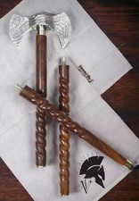 Stylish  Functional Wooden Walking Cane with Special Carving Viking Axe Design
