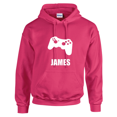 Girls Boys Personalised Gaming Controller Hooded Hoody Hoodies - Picture 2 of 9