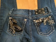 Miss Me Jeans STRAIGHT Sz 26 Jewel Embellished Pockets JE5456T2R