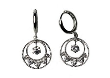 925 Sterling Silver Cubic Zirconia Elegant Huggie Hoop Dangle Earrings