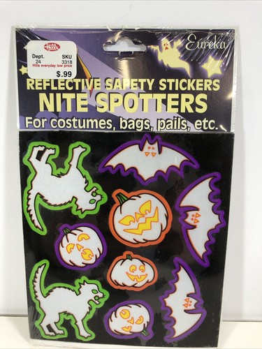 Vtg Eureka Nite Spotters Reflective Safety Stickers Halloween NEW SEALED 2 Packs - Picture 3 of 3