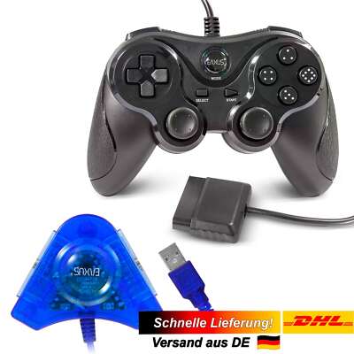 Vibrations Controller für Playstation 2 + PC Konverter | PS2 PS1 Gamepad Adapter