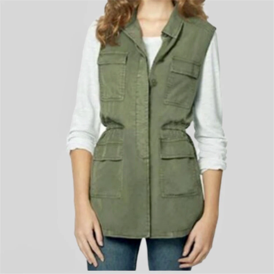 Chaleco Buffalo David Bitton Sin Mangas Utilitario Cintura Cincha Verde Ejército Lyocell S/P Foto 2 de 4