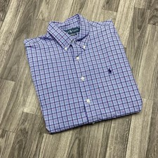 RALPH LAUREN Relaxed Fit Pink  Blue Check Dress Shirt Men's Size 16 32 / 33