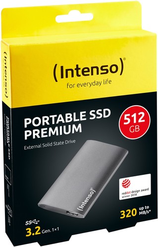 Intenso SSD externe Festplatte Premium Edition 1,8 Zoll 512GB USB 3.2 anthrazit - Bild 1 von 2