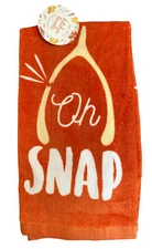 New 2 Ritz Turkey Wishbone OH SNAP Kitchen Towel Fall Orange Cotton Thanksgiving