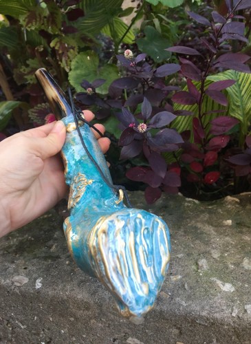 12-16" " Anointing Oil Painted Ram Shofar Horn Jerusalem+ With Wood Stand - Mad - Picture 9 of 13