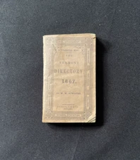 1867 Vermont Directory and Commercial Almanac by W W Atwater