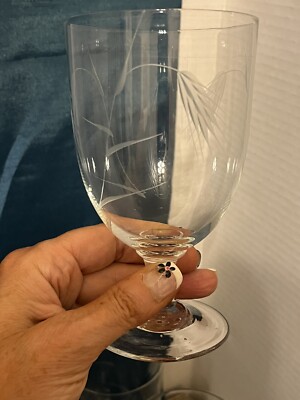 Vintage Sasaki Japan Crystal Water Glasses Bent Wheat Etched