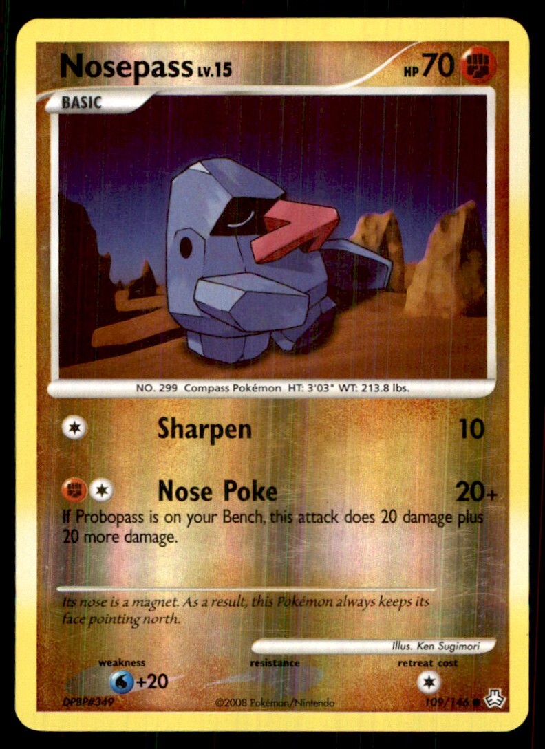 2008 Diamond & Pearl - Legends Awakened Reverse Holo Nosepass Basic/Common #109