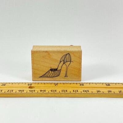 Unmarked High Heel Shoe Wood Block Stamp