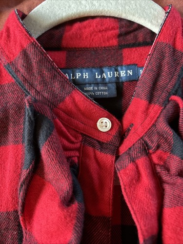 Ralph Lauren Edited 10 100% Cotton Flannel Red Buffalo Plaid Ruffle Slim Fit - Picture 7 of 13