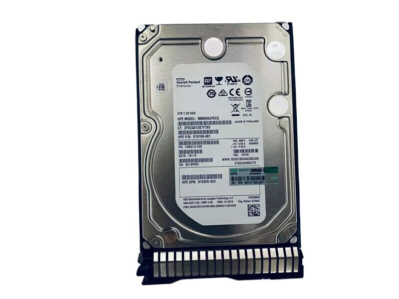 820032-001 HPE 8TB 12G 7.2K 3.5” SAS G8-G10 SC HARD DRIVE 819201