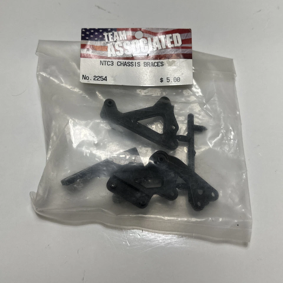 Vintage RC Team Associated NTC3 Series Chassis Brace Set Plastic Black 2254 - Image 3 of 4