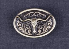 6PC WESTERN FLORAL LONGHORN RODEO LEATHER CRAFT ANTIQUE BRASS CONCHOS RIVETBACK