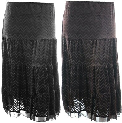 Damen 4-stufiger Zick-Zack Samt Rock Chiffon Saum Besatz Damen Plus